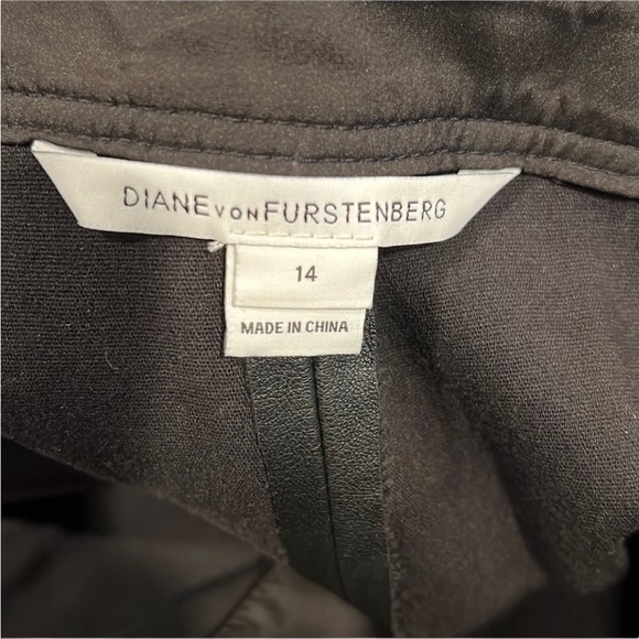 DVF Diane Von Furstenberg size 14 black “Liberty”leather pants straight leg - Picture 3 of 13